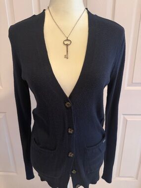 Women's Hollister Navy V-Neck Button Cardigan Sweater